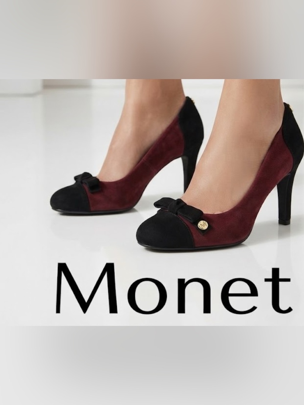 Authentic Monet Italian designer suede leather heels pumps sz 7 made in Italy